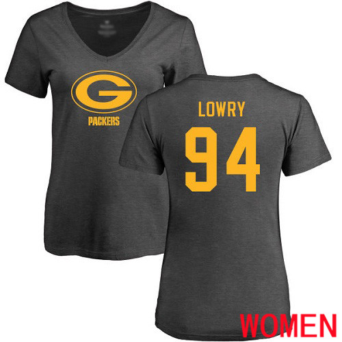 Green Bay Packers Ash Women #94 Lowry Dean One Color Nike NFL T Shirt